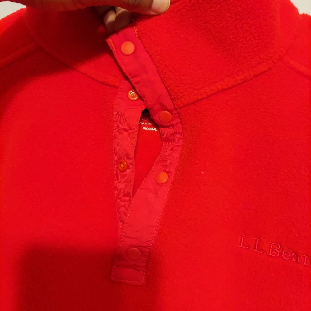 L.L. Bean Pullover T- Snap Size M Sweater Orange Red Fleece Gorpcore Outdoor